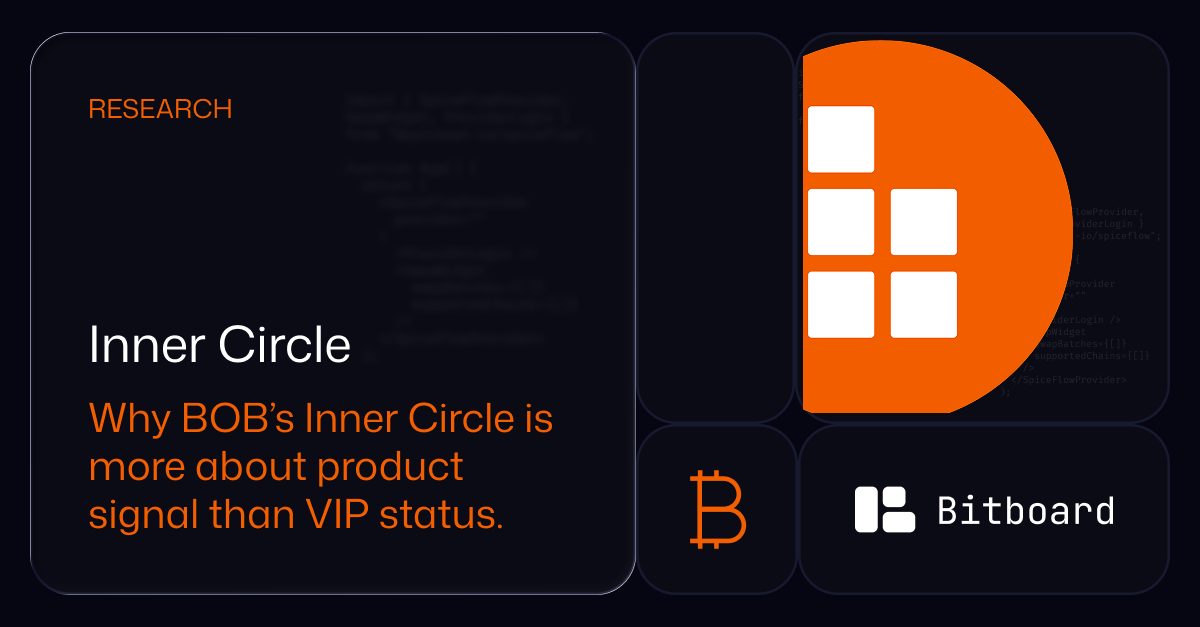 BOB Inner Circle invite-only product access for early BTCFi users