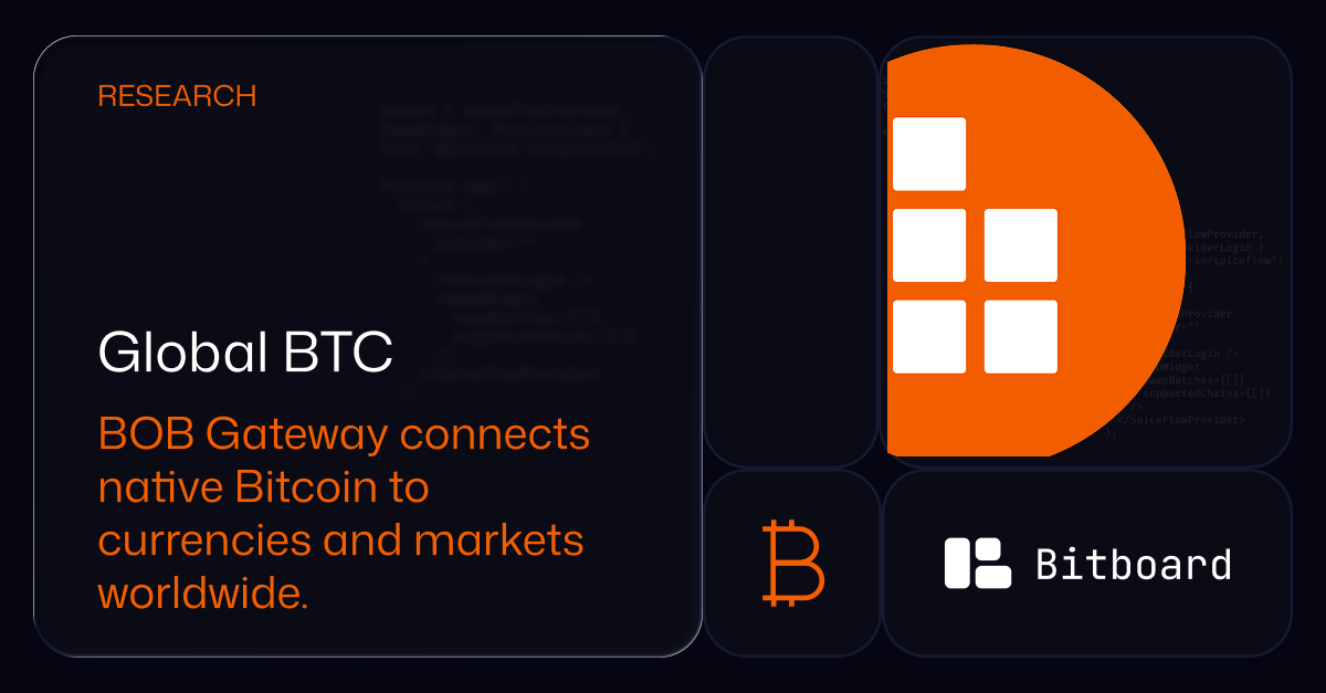 BOB Gateway connecting native Bitcoin to dollar stablecoins, EURC, JPYC, tokenized gold, and global onchain liquidity